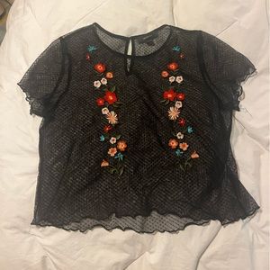 Sheer Black Floral Top